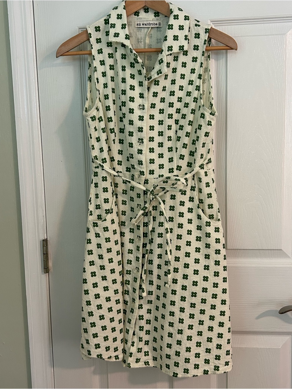 SM Wardrobe Sleeveless Green Clover Print Dress
